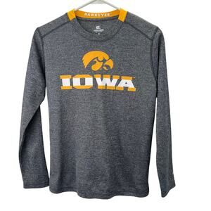 Iowa Hawkeyes Shirt Thermal Waffle Knit M Youth 12-14 Gray Spellout Long Sleeve